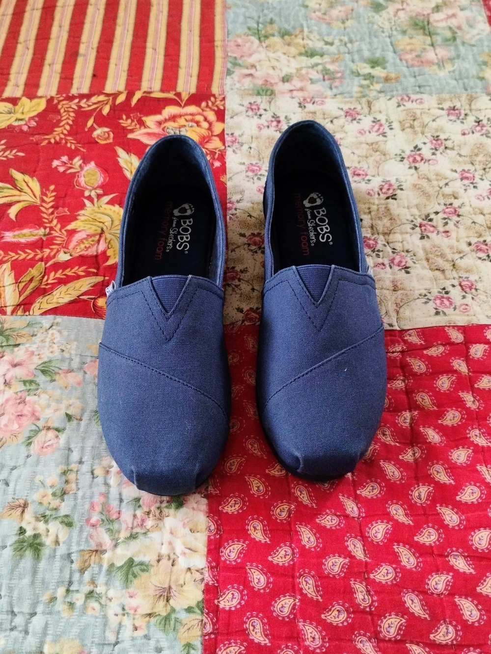Women's Skechers BOBS Navy Slip-On Casual Flats